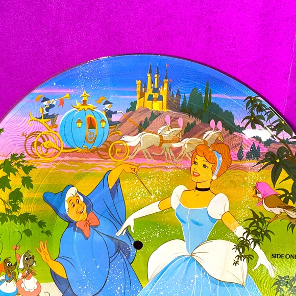 WALT DISNEYS CINDERELLA VTG 1981 SOUNDTRACK PHONO PICTURE DISC VINYL RECORD RARE - Picture 9 of 16